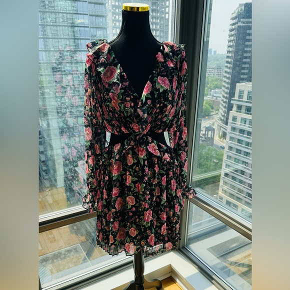 🆕 AMUR 🧿 X REVOLVE NWOT Sleeveless V Neck Pleat Floral Romper Size 8 - Picture 4 of 16